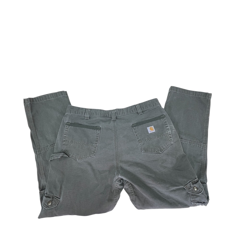 Carhartt Relaxed Fit Work Pants Canvas Cargo Pockets Olive Green Men 38x32 Heavy - Picture 3 of 12